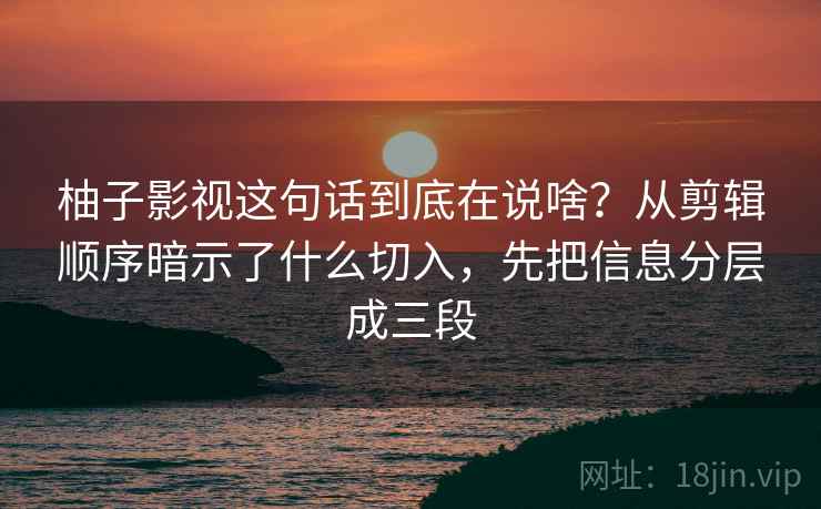 柚子影视这句话到底在说啥？从剪辑顺序暗示了什么切入，先把信息分层成三段
